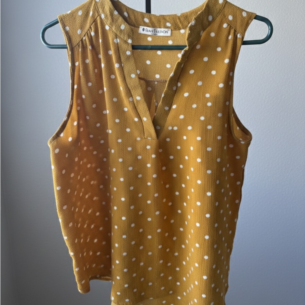 Yellow Polka Dot Sleeveless Top